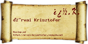 Árvai Krisztofer névjegykártya