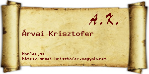 Árvai Krisztofer névjegykártya